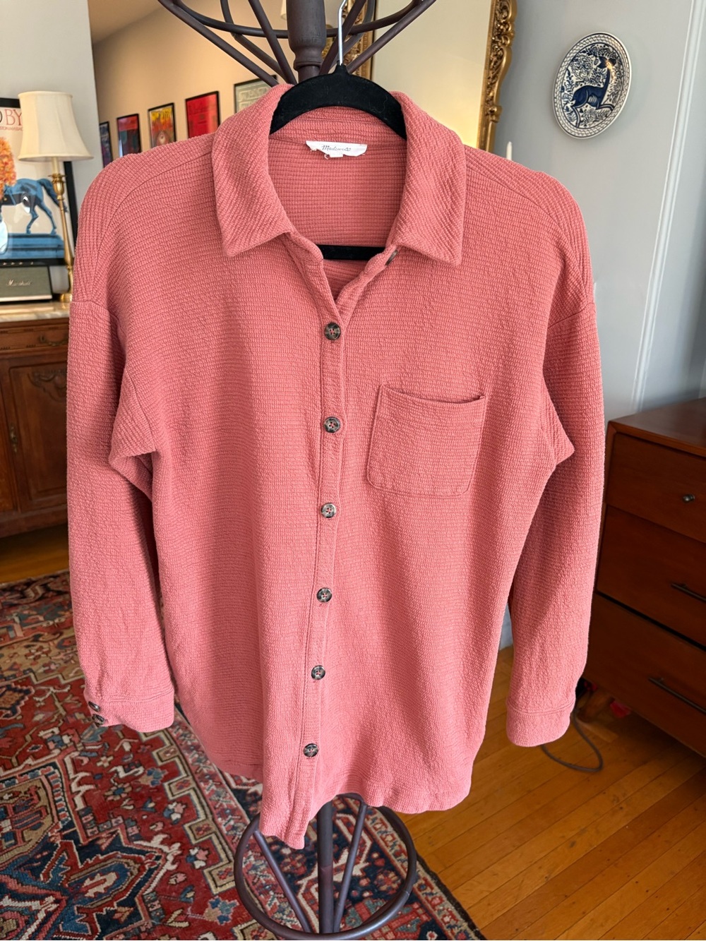 Madewell Textured Dusty Rose Button-Up Jacket with Pockets